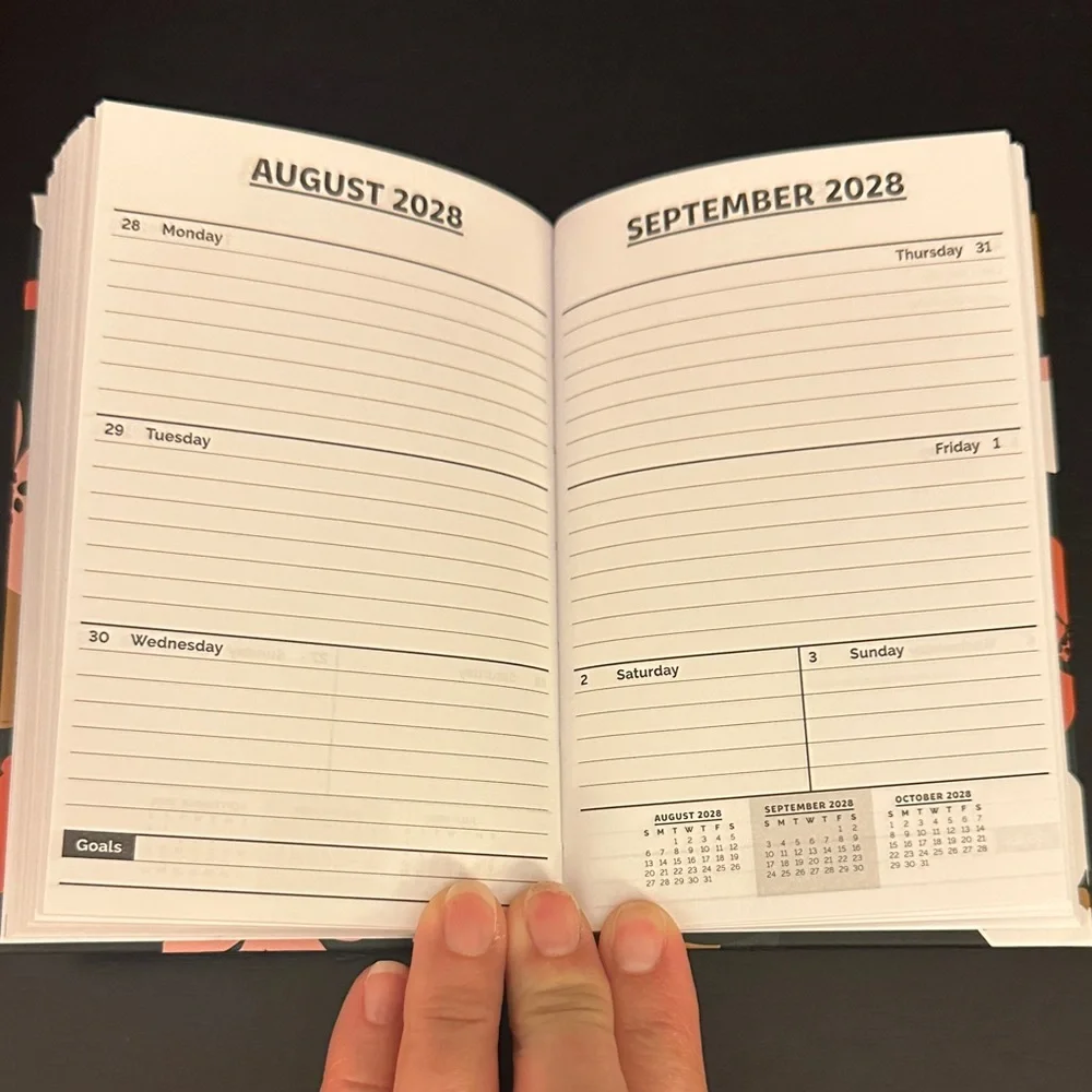 2027-28 Floral Hardcover Planner - Black & Coral